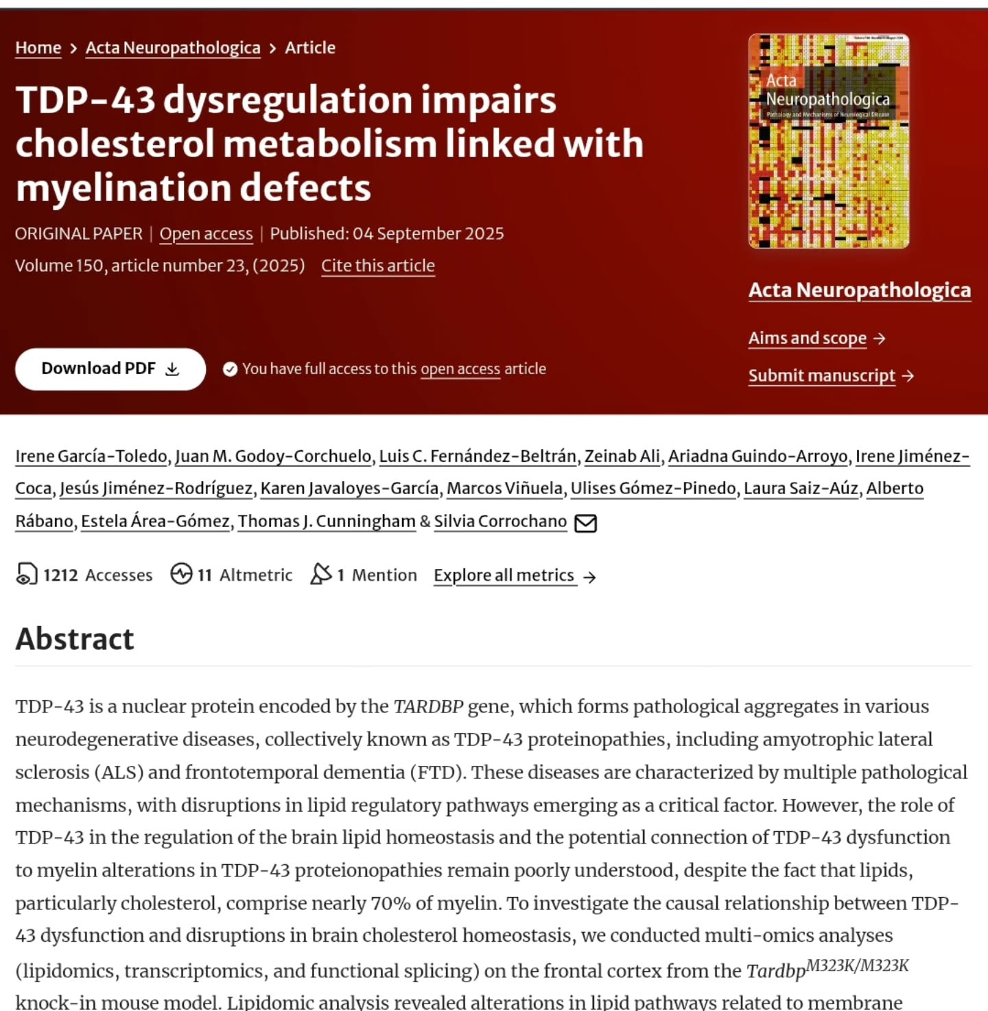 TDP-43 y el Misterio del Colesterol: Una Clave para Entender las Enfermedades Neurodegenerativas